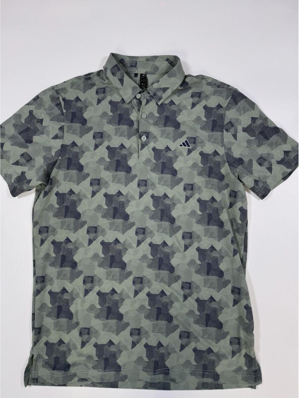 Adidas Golf Polo Shirt Mens Medium Green Camo Print Performance